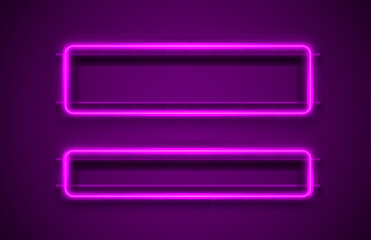 Neon frame, purple lamp, black background, line electric. Vector