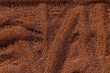 a large amount of ground coffee powder close-up