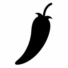 Black Silhouette of Chili Pepper Vector Art Illustration