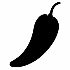 Black Silhouette of Chili Pepper Vector Art Illustration