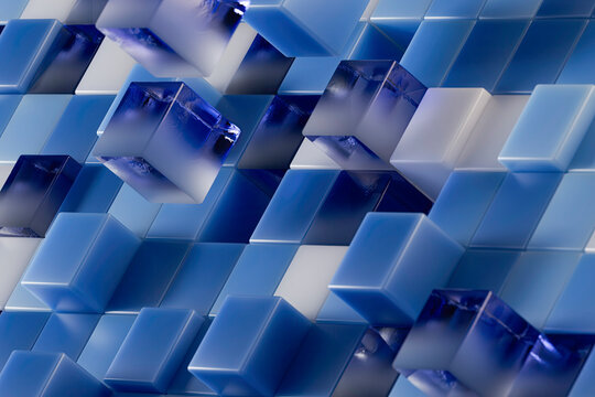 Full frame of futuristic glass cubes