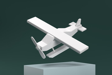 A white airplane is flying in the air