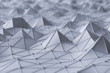 Abstract geometric structure with connected metal dots.