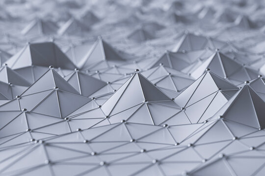 Abstract geometric structure with connected metal dots.