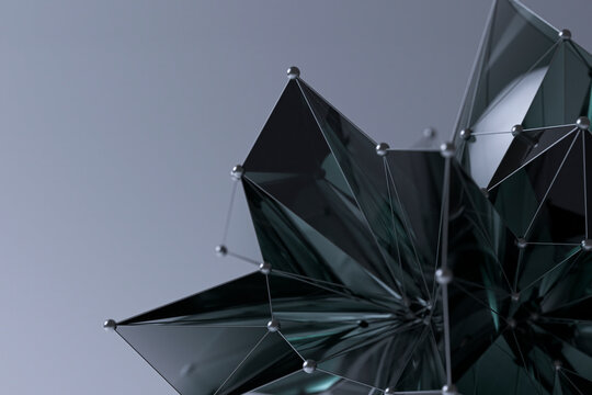 Abstract geometric structure with connected metal dots.