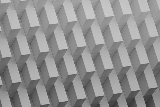 Abstract isometric geometric pattern with 3D white cubes.