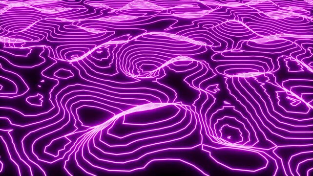 Purple neon height map landscape able to loop endless 4k