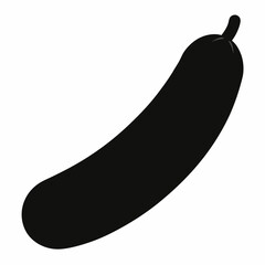 Black Silhouette of Cucumber Vector Art Illustration