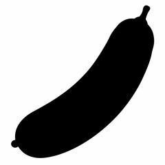 Black Silhouette of Cucumber Vector Art Illustration