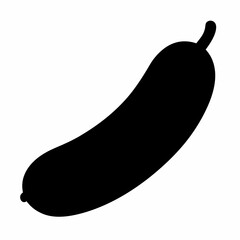 Black Silhouette of Cucumber Vector Art Illustration
