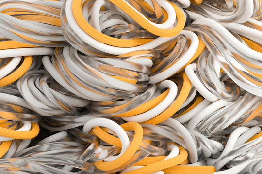 Colorful tangled wires in an abstract close-up view