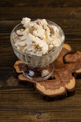 sweet cold ice cream with natural maple syrup