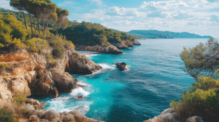 View of the sea from the mountain.