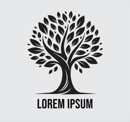 Obraz premium Black and white tree silhouette logo design