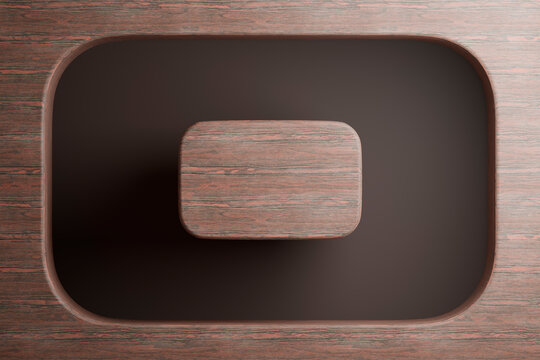 Minimal wooden background with a rectangular shape viewed from the top.