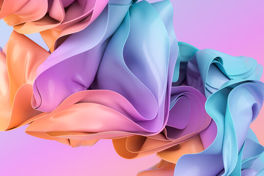 3D abstract pattern of multi colored satin cloth