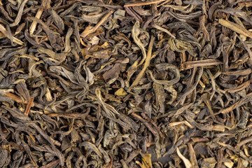 high-quality dry, not cooked green tea close-up