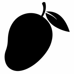 Black Silhouette of Mango Vector Art Illustration