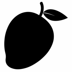 Black Silhouette of Mango Vector Art Illustration