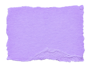Isolated cut out torn piece of blank purple violet paper note cardboard with texture and copy space for text, transparent png background design element
