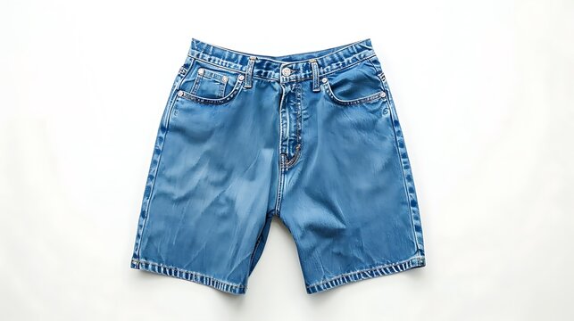Casual blue jean shorts displayed on a plain white background