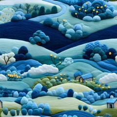 Obraz premium Seamless felted landscape pattern