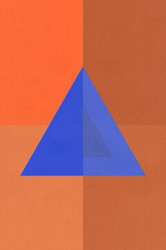 Abstract geometric design with a blue triangle on an orange background