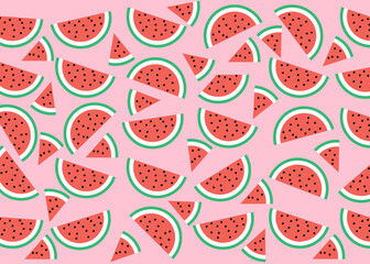 Watermelon slices illustration on a pink background