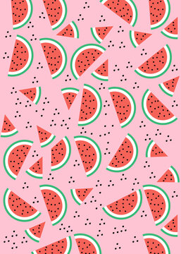 Watermelon slice pattern illustration on a pink background