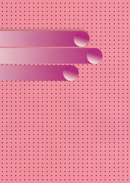 Stylized retro illustration of a pink and purple 3D chart with dot pattern
