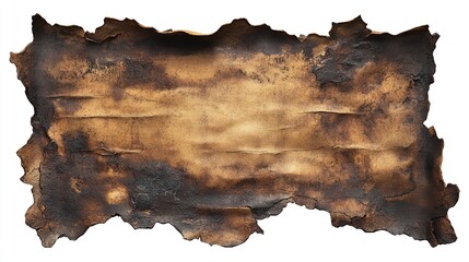 Crumpled, burned, and torn brown paper texture with uneven edges.