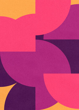 Colorful geometric abstract texture illustration with Bauhaus elements.