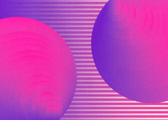 Abstract geometric illustration with purple spheres and stripes