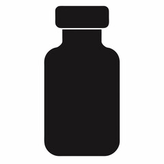 Black Silhouette of Medicine Bottle Vector Art Illustration