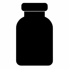 Black Silhouette of Medicine Bottle Vector Art Illustration
