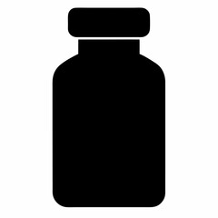 Black Silhouette of Medicine Bottle Vector Art Illustration