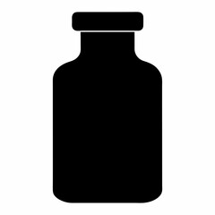 Black Silhouette of Medicine Bottle Vector Art Illustration