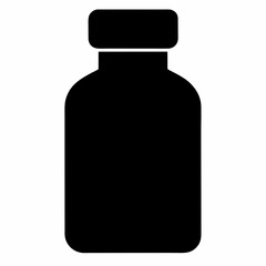 Black Silhouette of Medicine Bottle Vector Art Illustration