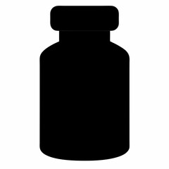 Black Silhouette of Medicine Bottle Vector Art Illustration