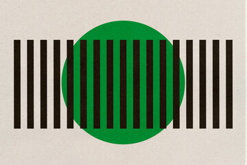 Bauhaus-inspired illustration featuring a green sphere and abstract design