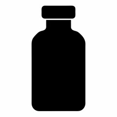 Black Silhouette of Medicine Bottle Vector Art Illustration