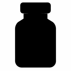Black Silhouette of Medicine Bottle Vector Art Illustration