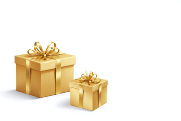 Two shiny gold gift boxes on white digital canvas