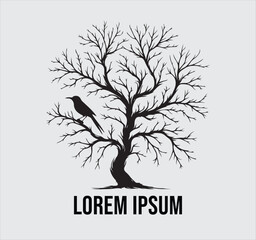 Obraz premium Black and white tree silhouette logo design