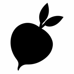 Black Silhouette of Radish Vector Art Illustration