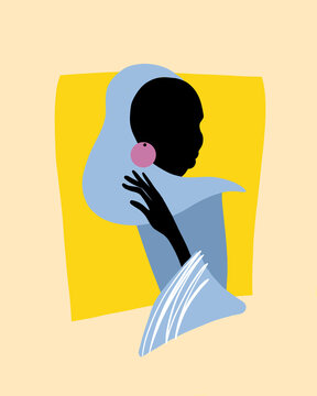Minimal style illustration of a silhouette with a scarf