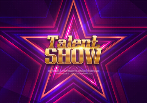 Talent Show sign on shiny bright star background. Vector illustration.