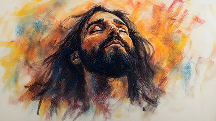 Landscape with Christ looking up and closing his eyes