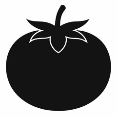 Black Silhouette of Tomato Vector Art Illustration
