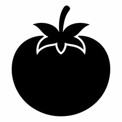 Black Silhouette of Tomato Vector Art Illustration
